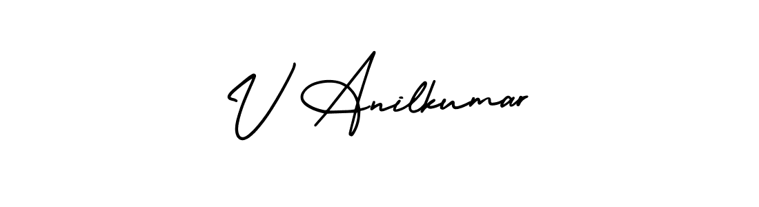 The best way (AmerikaSignatureDemo-Regular) to make a short signature is to pick only two or three words in your name. The name V Anilkumar include a total of six letters. For converting this name. V Anilkumar signature style 3 images and pictures png