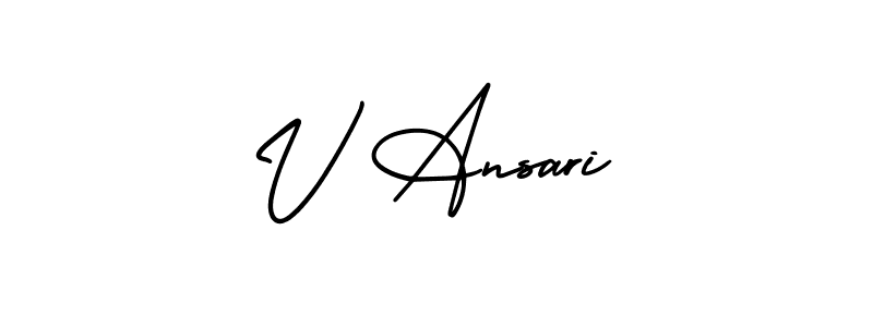 Use a signature maker to create a handwritten signature online. With this signature software, you can design (AmerikaSignatureDemo-Regular) your own signature for name V Ansari. V Ansari signature style 3 images and pictures png
