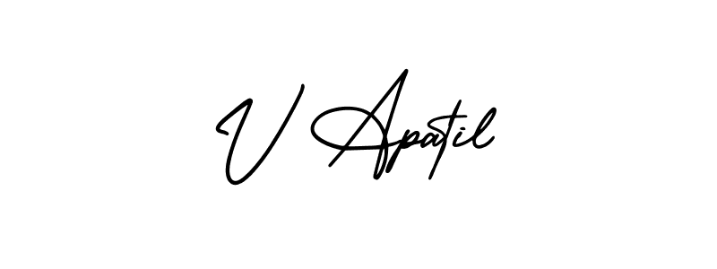 AmerikaSignatureDemo-Regular is a professional signature style that is perfect for those who want to add a touch of class to their signature. It is also a great choice for those who want to make their signature more unique. Get V Apatil name to fancy signature for free. V Apatil signature style 3 images and pictures png