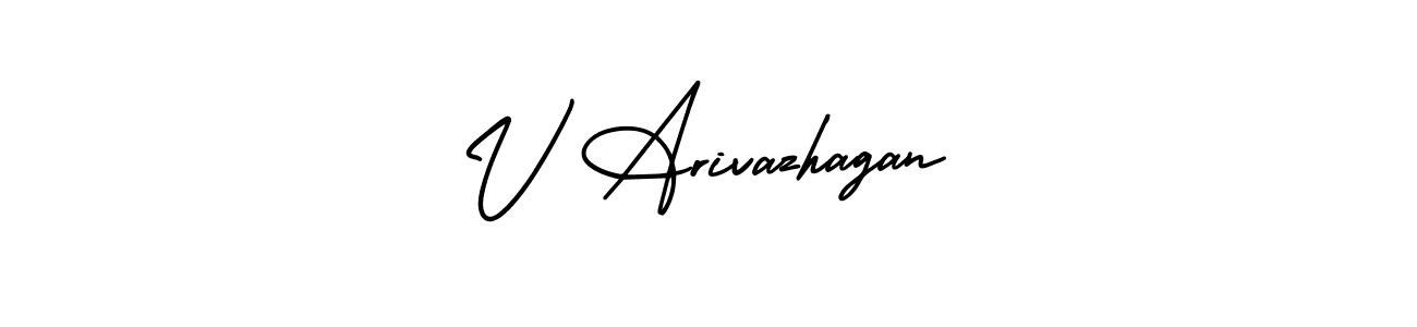 The best way (AmerikaSignatureDemo-Regular) to make a short signature is to pick only two or three words in your name. The name V Arivazhagan include a total of six letters. For converting this name. V Arivazhagan signature style 3 images and pictures png