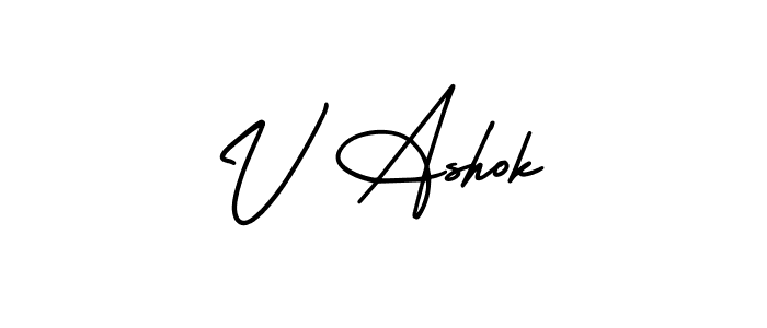 The best way (AmerikaSignatureDemo-Regular) to make a short signature is to pick only two or three words in your name. The name V Ashok include a total of six letters. For converting this name. V Ashok signature style 3 images and pictures png