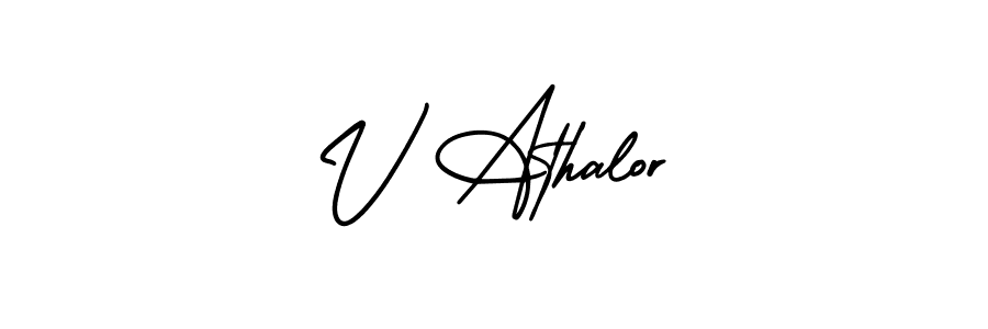 Design your own signature with our free online signature maker. With this signature software, you can create a handwritten (AmerikaSignatureDemo-Regular) signature for name V Athalor. V Athalor signature style 3 images and pictures png