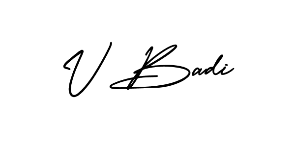 AmerikaSignatureDemo-Regular is a professional signature style that is perfect for those who want to add a touch of class to their signature. It is also a great choice for those who want to make their signature more unique. Get V Badi name to fancy signature for free. V Badi signature style 3 images and pictures png