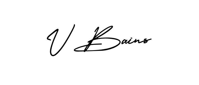 AmerikaSignatureDemo-Regular is a professional signature style that is perfect for those who want to add a touch of class to their signature. It is also a great choice for those who want to make their signature more unique. Get V Bains name to fancy signature for free. V Bains signature style 3 images and pictures png