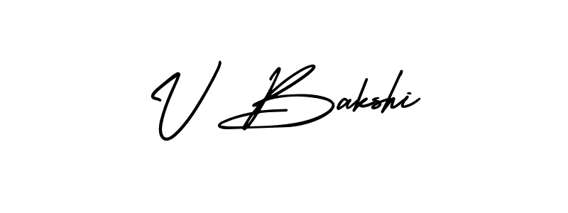 You should practise on your own different ways (AmerikaSignatureDemo-Regular) to write your name (V Bakshi) in signature. don't let someone else do it for you. V Bakshi signature style 3 images and pictures png