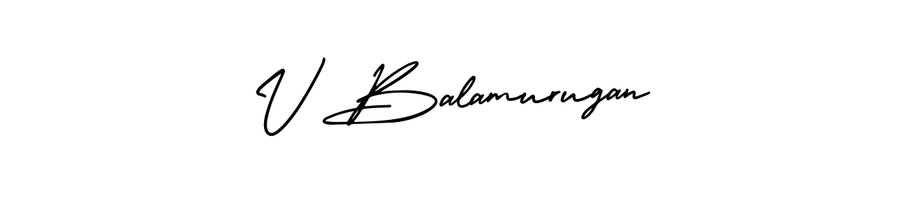 How to make V Balamurugan name signature. Use AmerikaSignatureDemo-Regular style for creating short signs online. This is the latest handwritten sign. V Balamurugan signature style 3 images and pictures png