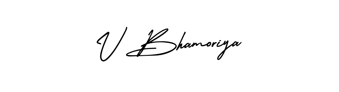 Use a signature maker to create a handwritten signature online. With this signature software, you can design (AmerikaSignatureDemo-Regular) your own signature for name V Bhamoriya. V Bhamoriya signature style 3 images and pictures png