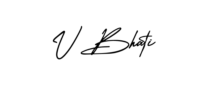 Use a signature maker to create a handwritten signature online. With this signature software, you can design (AmerikaSignatureDemo-Regular) your own signature for name V Bhati. V Bhati signature style 3 images and pictures png