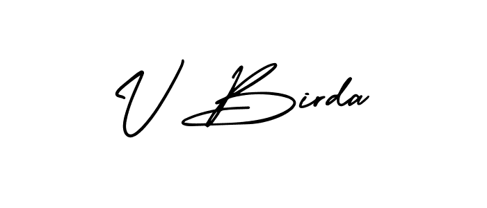 Make a beautiful signature design for name V Birda. With this signature (AmerikaSignatureDemo-Regular) style, you can create a handwritten signature for free. V Birda signature style 3 images and pictures png