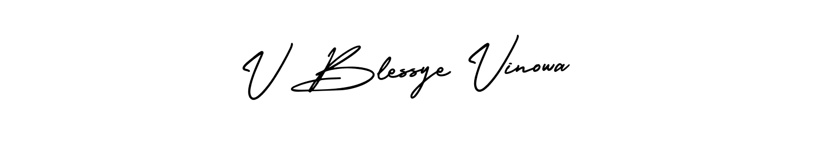 It looks lik you need a new signature style for name V Blessye Vinowa. Design unique handwritten (AmerikaSignatureDemo-Regular) signature with our free signature maker in just a few clicks. V Blessye Vinowa signature style 3 images and pictures png