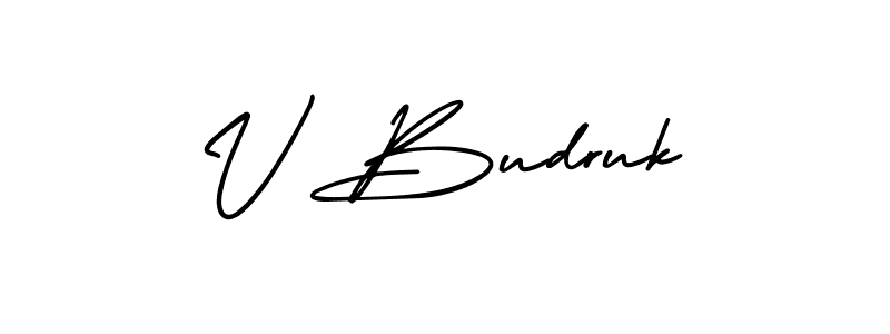 Use a signature maker to create a handwritten signature online. With this signature software, you can design (AmerikaSignatureDemo-Regular) your own signature for name V Budruk. V Budruk signature style 3 images and pictures png