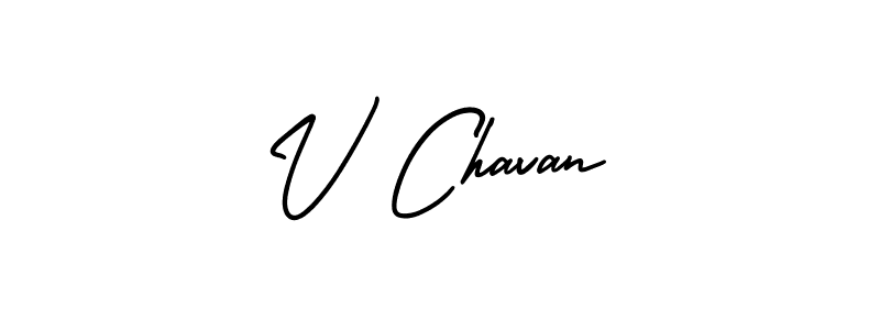 V Chavan stylish signature style. Best Handwritten Sign (AmerikaSignatureDemo-Regular) for my name. Handwritten Signature Collection Ideas for my name V Chavan. V Chavan signature style 3 images and pictures png