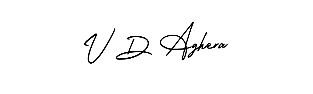 The best way (AmerikaSignatureDemo-Regular) to make a short signature is to pick only two or three words in your name. The name V D Aghera include a total of six letters. For converting this name. V D Aghera signature style 3 images and pictures png