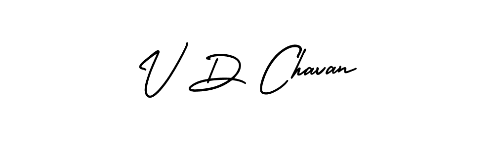 How to make V D Chavan name signature. Use AmerikaSignatureDemo-Regular style for creating short signs online. This is the latest handwritten sign. V D Chavan signature style 3 images and pictures png