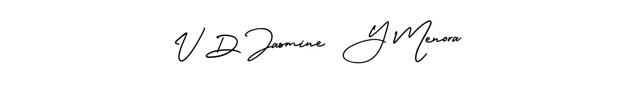 V D Jasmine  Y Menora stylish signature style. Best Handwritten Sign (AmerikaSignatureDemo-Regular) for my name. Handwritten Signature Collection Ideas for my name V D Jasmine  Y Menora. V D Jasmine  Y Menora signature style 3 images and pictures png