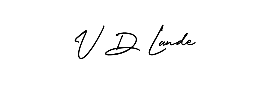 AmerikaSignatureDemo-Regular is a professional signature style that is perfect for those who want to add a touch of class to their signature. It is also a great choice for those who want to make their signature more unique. Get V D Lande name to fancy signature for free. V D Lande signature style 3 images and pictures png