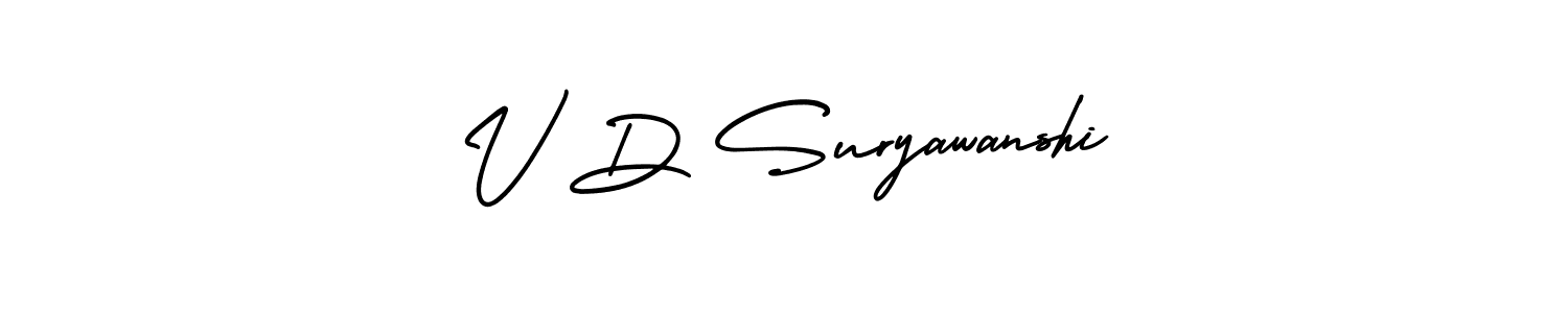 You should practise on your own different ways (AmerikaSignatureDemo-Regular) to write your name (V D Suryawanshi) in signature. don't let someone else do it for you. V D Suryawanshi signature style 3 images and pictures png