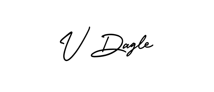 How to make V Dagle name signature. Use AmerikaSignatureDemo-Regular style for creating short signs online. This is the latest handwritten sign. V Dagle signature style 3 images and pictures png