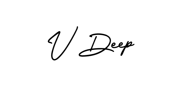Make a beautiful signature design for name V Deep. With this signature (AmerikaSignatureDemo-Regular) style, you can create a handwritten signature for free. V Deep signature style 3 images and pictures png
