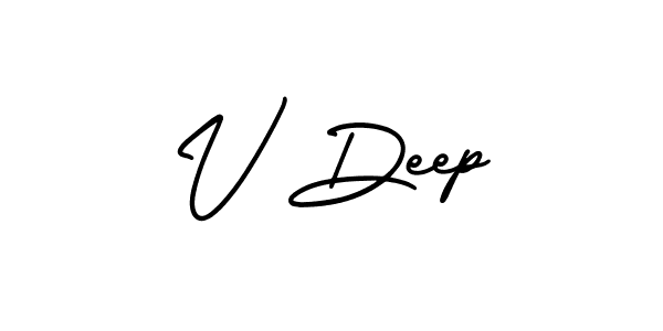 Make a beautiful signature design for name V Deep. With this signature (AmerikaSignatureDemo-Regular) style, you can create a handwritten signature for free. V Deep signature style 3 images and pictures png