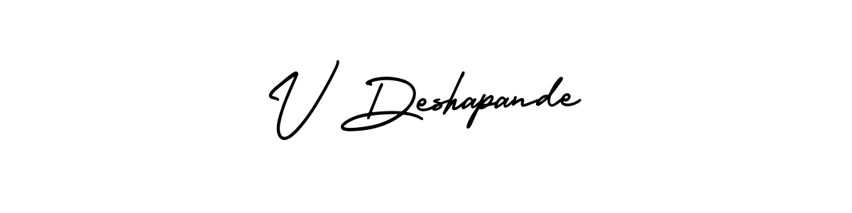 V Deshapande stylish signature style. Best Handwritten Sign (AmerikaSignatureDemo-Regular) for my name. Handwritten Signature Collection Ideas for my name V Deshapande. V Deshapande signature style 3 images and pictures png