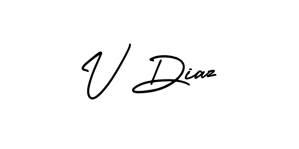 Make a beautiful signature design for name V Diaz. With this signature (AmerikaSignatureDemo-Regular) style, you can create a handwritten signature for free. V Diaz signature style 3 images and pictures png