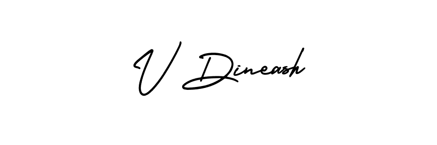 Design your own signature with our free online signature maker. With this signature software, you can create a handwritten (AmerikaSignatureDemo-Regular) signature for name V Dineash. V Dineash signature style 3 images and pictures png