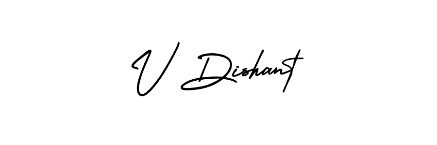 V Dishant stylish signature style. Best Handwritten Sign (AmerikaSignatureDemo-Regular) for my name. Handwritten Signature Collection Ideas for my name V Dishant. V Dishant signature style 3 images and pictures png