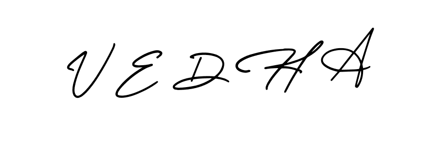Similarly AmerikaSignatureDemo-Regular is the best handwritten signature design. Signature creator online .You can use it as an online autograph creator for name V E D H A. V E D H A signature style 3 images and pictures png