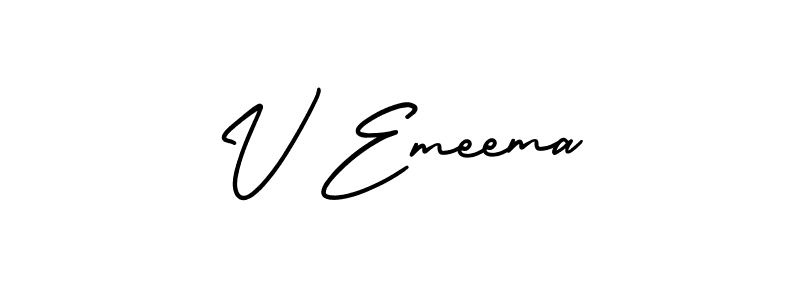 Also we have V Emeema name is the best signature style. Create professional handwritten signature collection using AmerikaSignatureDemo-Regular autograph style. V Emeema signature style 3 images and pictures png