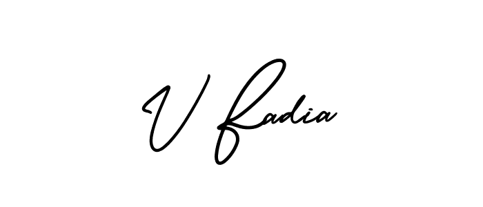 Also You can easily find your signature by using the search form. We will create V Fadia name handwritten signature images for you free of cost using AmerikaSignatureDemo-Regular sign style. V Fadia signature style 3 images and pictures png