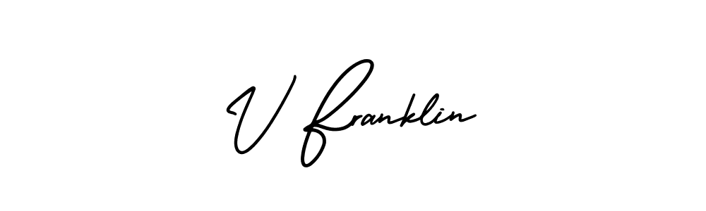 How to make V Franklin name signature. Use AmerikaSignatureDemo-Regular style for creating short signs online. This is the latest handwritten sign. V Franklin signature style 3 images and pictures png