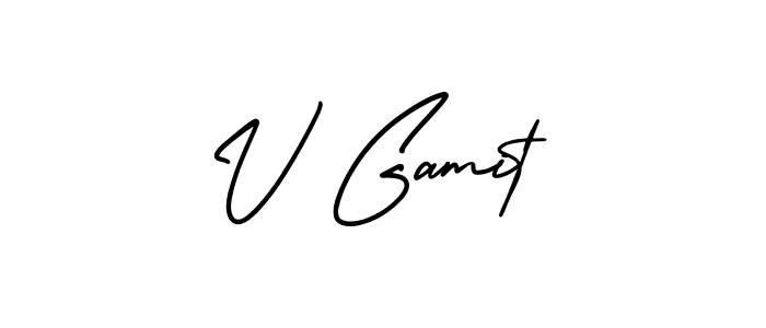 V Gamit stylish signature style. Best Handwritten Sign (AmerikaSignatureDemo-Regular) for my name. Handwritten Signature Collection Ideas for my name V Gamit. V Gamit signature style 3 images and pictures png