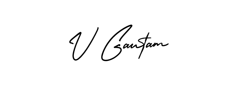 V Gautam stylish signature style. Best Handwritten Sign (AmerikaSignatureDemo-Regular) for my name. Handwritten Signature Collection Ideas for my name V Gautam. V Gautam signature style 3 images and pictures png