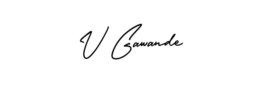 How to make V Gawande name signature. Use AmerikaSignatureDemo-Regular style for creating short signs online. This is the latest handwritten sign. V Gawande signature style 3 images and pictures png