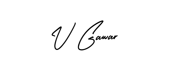 Make a beautiful signature design for name V Gawar. With this signature (AmerikaSignatureDemo-Regular) style, you can create a handwritten signature for free. V Gawar signature style 3 images and pictures png