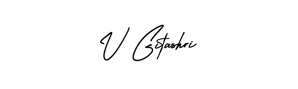 Create a beautiful signature design for name V Gitashri. With this signature (AmerikaSignatureDemo-Regular) fonts, you can make a handwritten signature for free. V Gitashri signature style 3 images and pictures png