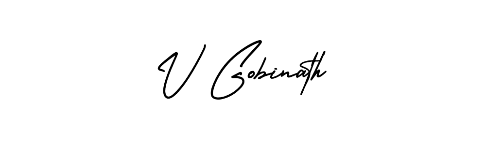 Use a signature maker to create a handwritten signature online. With this signature software, you can design (AmerikaSignatureDemo-Regular) your own signature for name V Gobinath. V Gobinath signature style 3 images and pictures png
