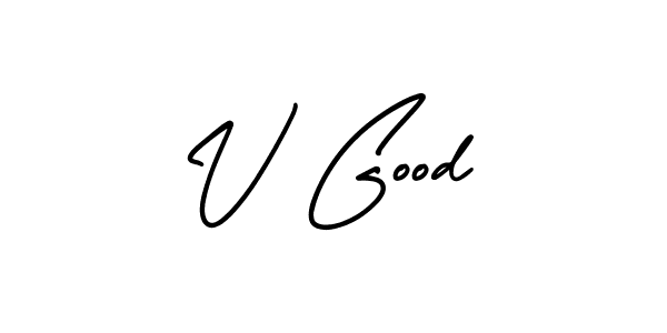 Make a beautiful signature design for name V Good. With this signature (AmerikaSignatureDemo-Regular) style, you can create a handwritten signature for free. V Good signature style 3 images and pictures png