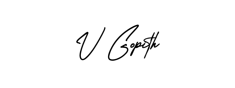 Use a signature maker to create a handwritten signature online. With this signature software, you can design (AmerikaSignatureDemo-Regular) your own signature for name V Gopith. V Gopith signature style 3 images and pictures png