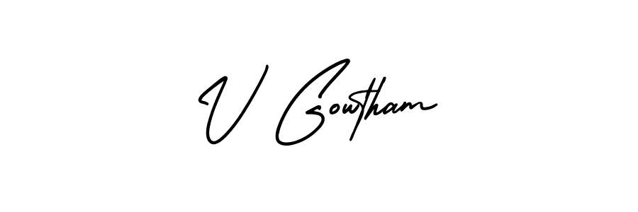 How to make V Gowtham signature? AmerikaSignatureDemo-Regular is a professional autograph style. Create handwritten signature for V Gowtham name. V Gowtham signature style 3 images and pictures png