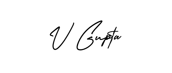 The best way (AmerikaSignatureDemo-Regular) to make a short signature is to pick only two or three words in your name. The name V Gupta include a total of six letters. For converting this name. V Gupta signature style 3 images and pictures png