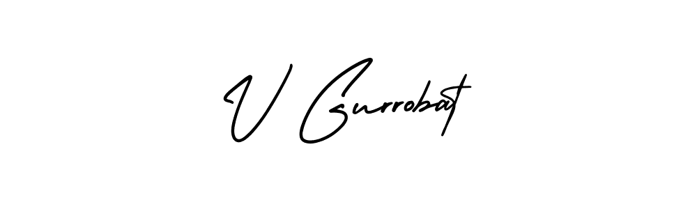 You should practise on your own different ways (AmerikaSignatureDemo-Regular) to write your name (V Gurrobat) in signature. don't let someone else do it for you. V Gurrobat signature style 3 images and pictures png