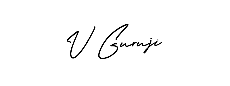 V Guruji stylish signature style. Best Handwritten Sign (AmerikaSignatureDemo-Regular) for my name. Handwritten Signature Collection Ideas for my name V Guruji. V Guruji signature style 3 images and pictures png