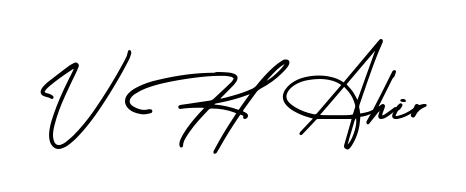 Generate high-definition signature styles for V H Ahir. The AmerikaSignatureDemo-Regular typeface ensures crisp legibility and sophisticated design. V H Ahir signature style 3 images and pictures png