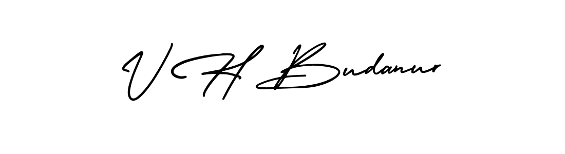 How to make V H Budanur name signature. Use AmerikaSignatureDemo-Regular style for creating short signs online. This is the latest handwritten sign. V H Budanur signature style 3 images and pictures png