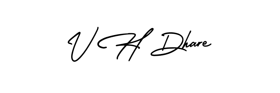 How to make V H Dhare name signature. Use AmerikaSignatureDemo-Regular style for creating short signs online. This is the latest handwritten sign. V H Dhare signature style 3 images and pictures png