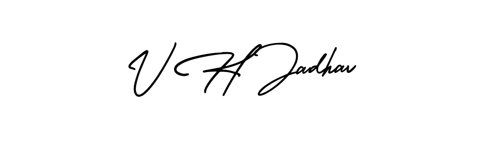 Create a beautiful signature design for name V H Jadhav. With this signature (AmerikaSignatureDemo-Regular) fonts, you can make a handwritten signature for free. V H Jadhav signature style 3 images and pictures png