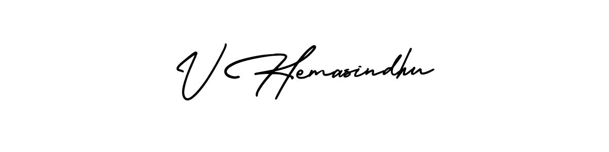 Make a beautiful signature design for name V Hemasindhu. With this signature (AmerikaSignatureDemo-Regular) style, you can create a handwritten signature for free. V Hemasindhu signature style 3 images and pictures png