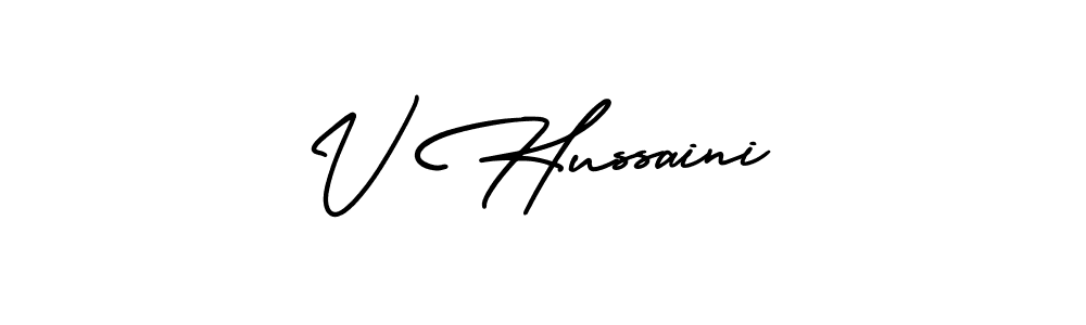 Make a beautiful signature design for name V Hussaini. With this signature (AmerikaSignatureDemo-Regular) style, you can create a handwritten signature for free. V Hussaini signature style 3 images and pictures png